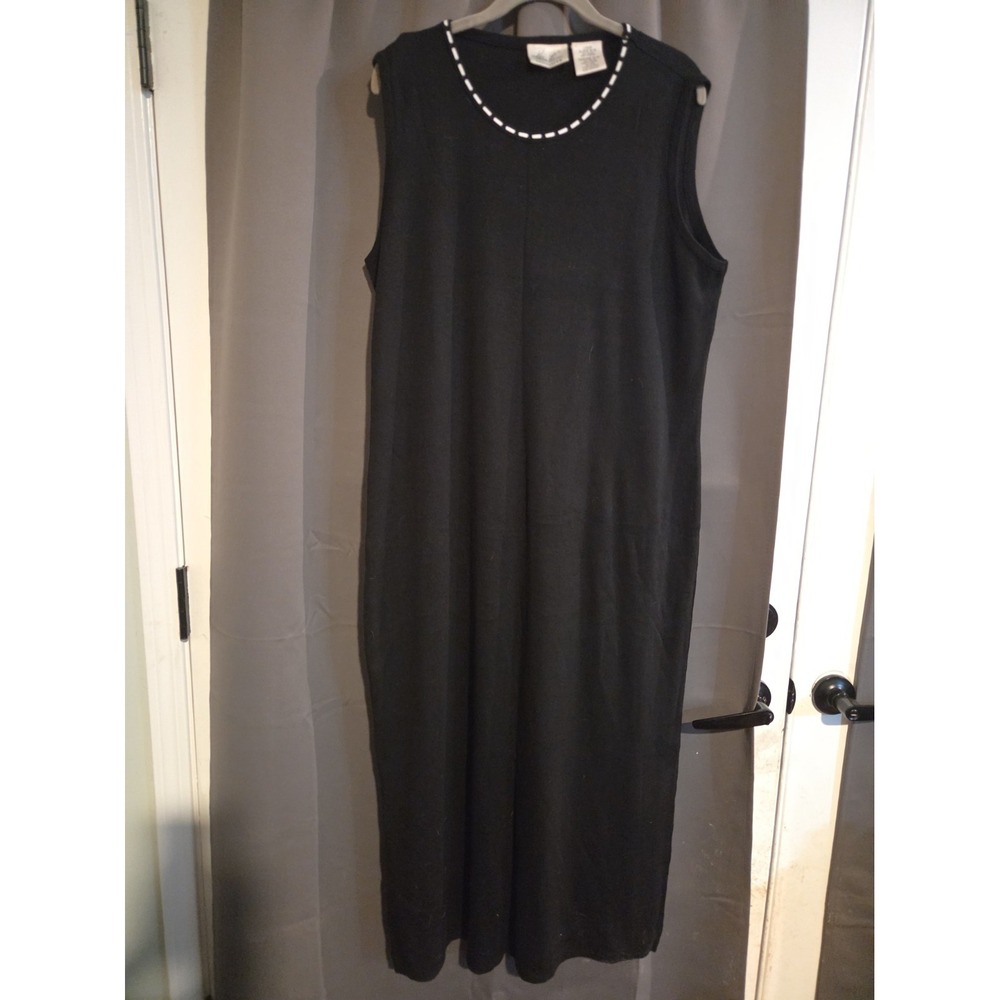 Kathie Lee Collection Black Sleeveless Maxi Dress XL 16/18 Knit, Stretch
